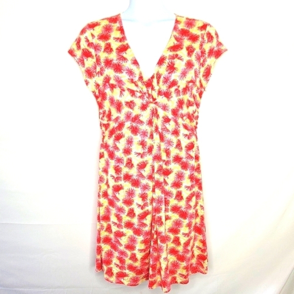 Garnet Hill Dresses & Skirts - Garnet Hill Twist Front‎ Garden Party Dress Size 14 Floral Jersey Cap Sleeve
